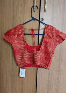 Elegant Red Brocade Blouse