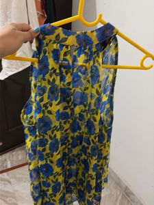 Yellow Floral Sleeveless Top