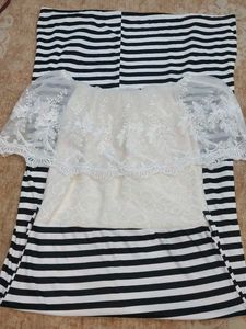 Striped Off-Shoulder Maxi Dress