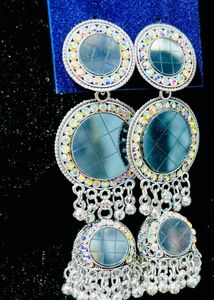 Boho Mirror Work Jhumka Earrings