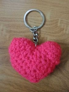 Crochet Pink Heart Keychain