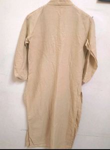 Beige Kurta with Embellished Neckline