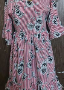 Chic Striped Floral Print Dress