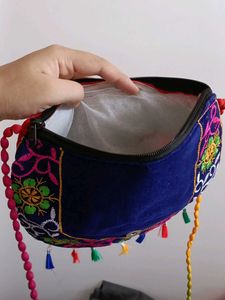 Bohemian Embroidered Mirror Work Clutch