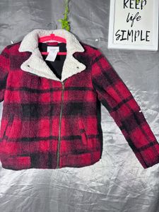 OLD NAVY Cozy Plaid Fleece Moto Jacket