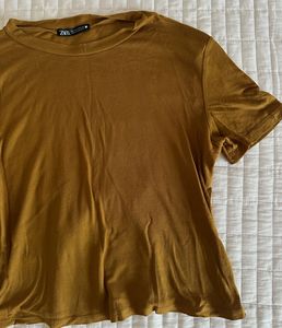 Zara Brown top &amp; H&amp;M White Ribbed to