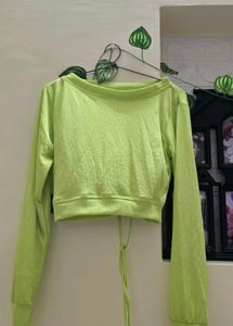 Lime Green Ribbed Crop Top
