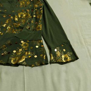 🆕 Olive Green with Gold Crop Top