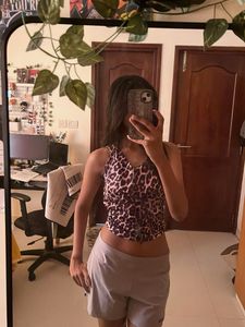 leopard print halter neck top