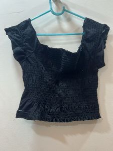 Forever 21 Black Smocked Off-Shoulder Top
