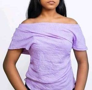 Lavender Textured Off-Shoulder Top