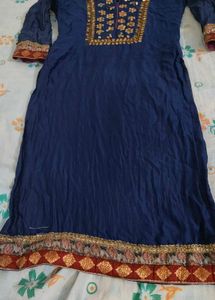 Blue Kurta with Intricate Gold Embellishments