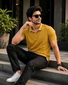 Men's Mustard Polo T-Shirt 👕