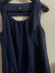 Elegant Navy Blue Ruffle Dress