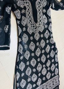 Elegant Navy Blue Chikankari Kurta Set