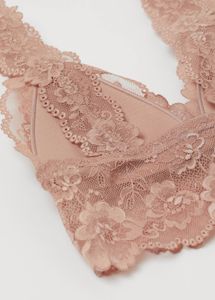 Wattiertes Bralette aus Spitze - Puderrosa - DAMEN