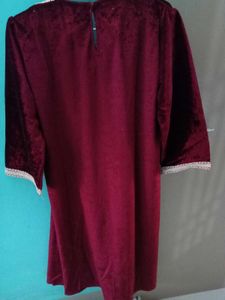 Elegant Maroon Velvet Kurta