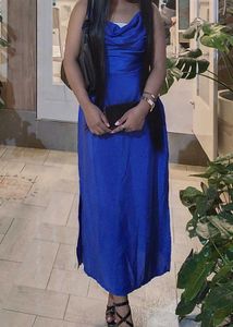 Royal Blue Cowl Neck Maxi Dress
