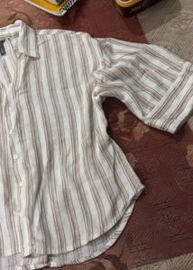Striped Linen Blend Button-Up Shirt