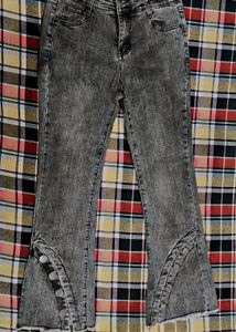 SPYKAR Gray Flare Jeans with button design