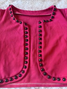 Hot Pink Bolero Blazer with Studs