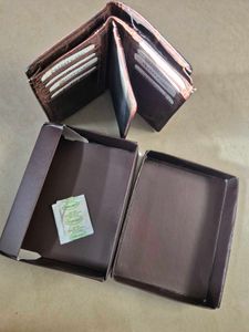 Brown Leather Wallet with Embossed Detail
