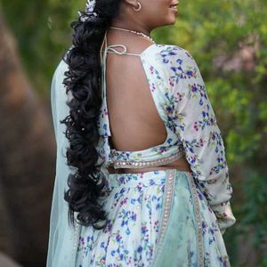 Elegant Floral Print Lehenga Choli Set