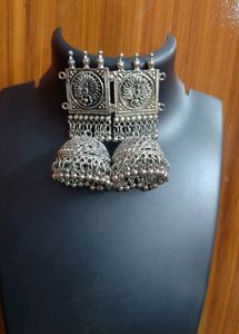 Silver Peacock Jhumka Earrings