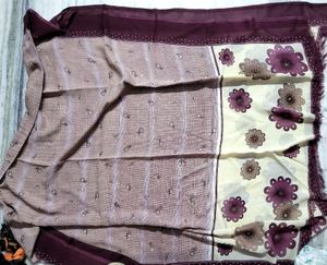 Flower Print Dupptta Plain Border In Cheap Price