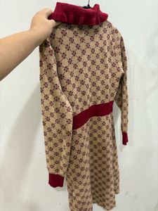 Chic Geometric Print Long Sleeve Dress