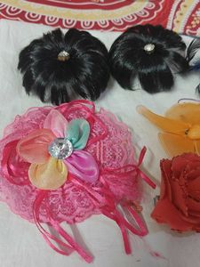 Hair Accessories - Flower Clips &amp; Scrunch