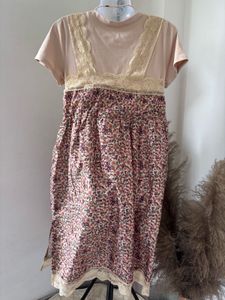 Floral Print Lace Trim Dress