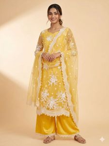 Elegant Yellow Embroidered Kurta Set