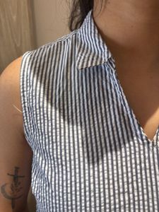 Striped Sleeveless Collared Top