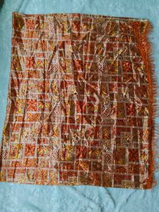 Vibrant Orange Dupatta with Tassels