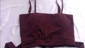 Burgundy Tie-Waist Crop Top