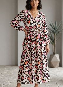 Leopard Print Tiered Midi Dress