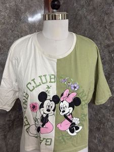 Cute Mickey &amp; Minnie Color Block T-Shirt