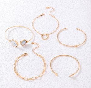 Boho Geometric &amp; Marble Bracelet Set of 5