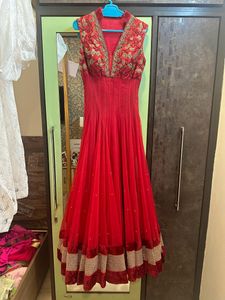 Adi By Adtya Khandelwal Red Net & Velvet Anarkali