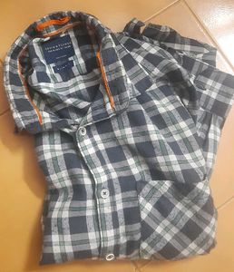 Green White and Blue Plaid Shirt