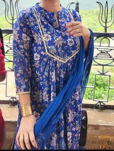 Jansaya brand Blue Anarkali Festival 3pc suit
