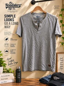 Roadsters Life Co. Grey Henley T-Shirt