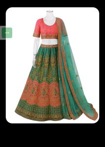 Beautiful Teal & Coral Lehenga Choli