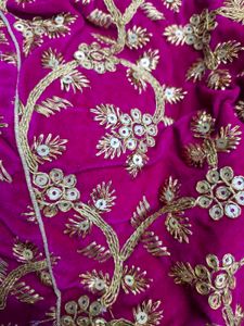 Magenta Velvet Blouse With Zari Embroidery
