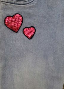 Excellent condition Girls' Light Wash Heart Jeans