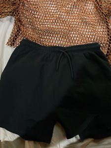 Stylish Mesh Top &amp; Black Shorts Set