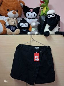 Souled Store denim skort in carbon black