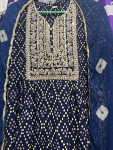 Elegant Navy Blue Kurta Set with Dupatta