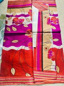 Vibrant Floral Print Saree